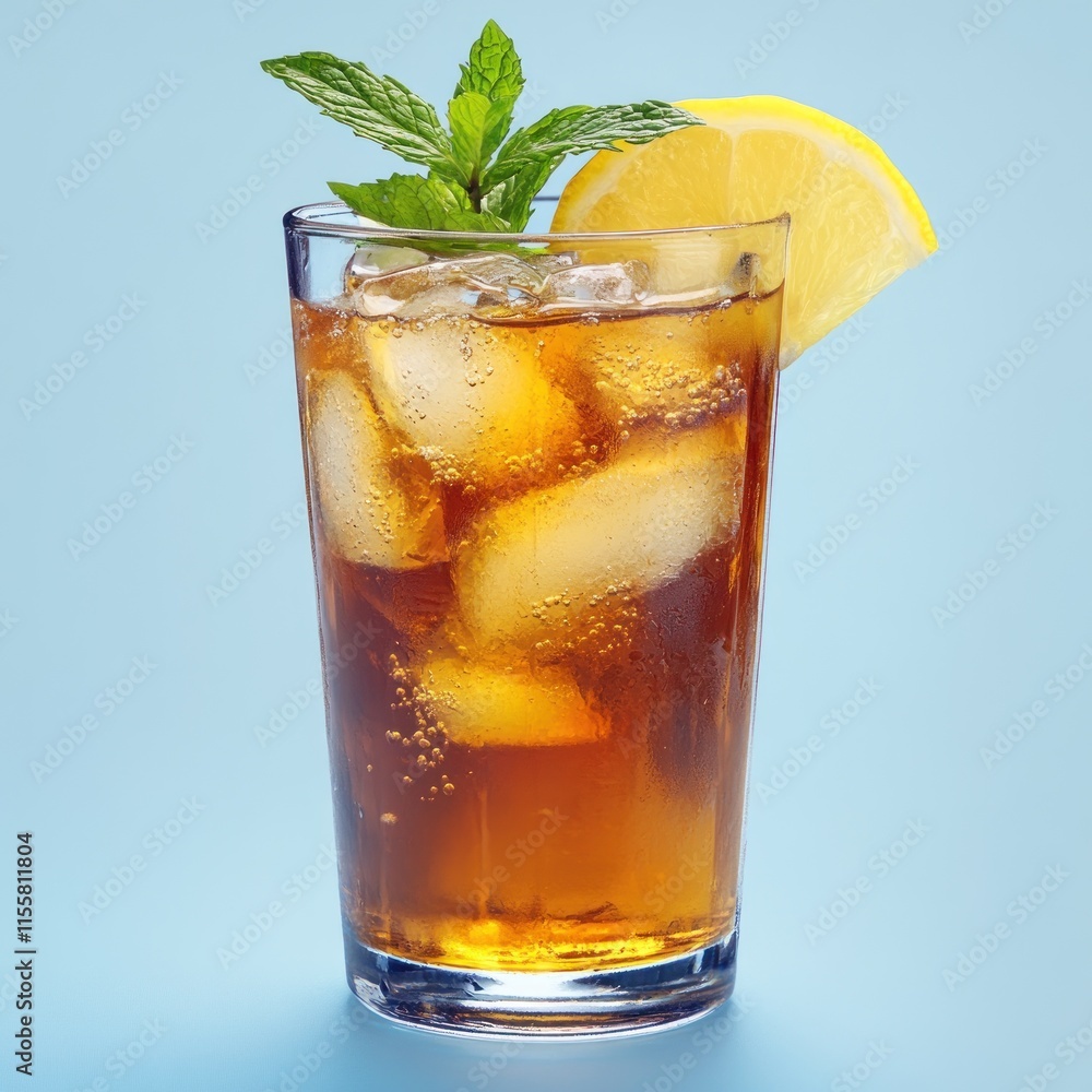 Refreshing iced tea with lemon and mint. Refreshing iced tea with lemon and mint.