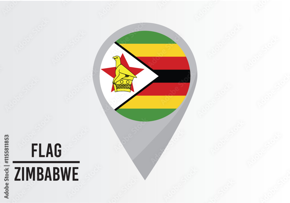 Zımbabwe Flag on Location Pin. vector illustration Zımbabwe Flag on Location Pin. vector illustration