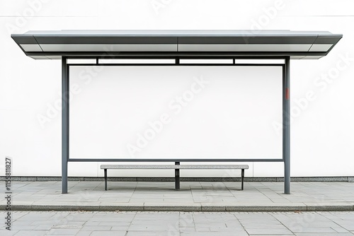 Minimalistic bus stop design featuring clean lines and ample neg