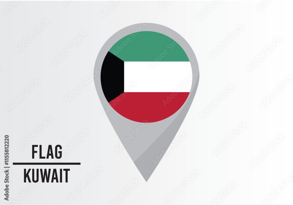 Kuwaıt Flag on Location Pin. vector illustration Kuwaıt Flag on Location Pin. vector illustration