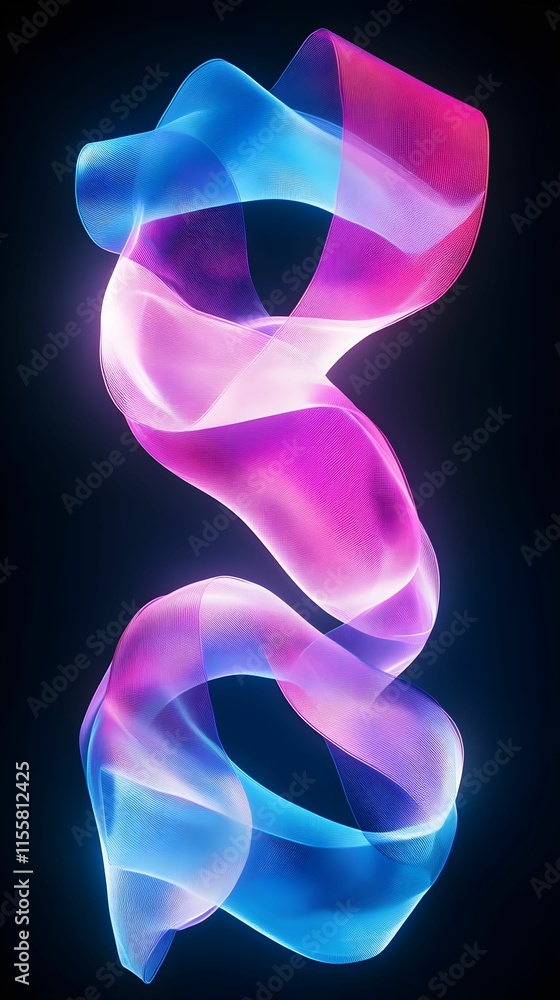 Naklejka premium Colorful flowing ribbons of light create an abstract design against a dark background