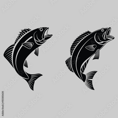 halibut fish silhouette vector design art and illustration
