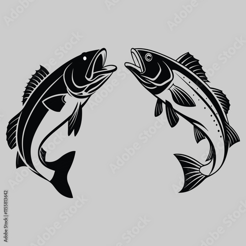 cod fish silhouette vector design art and illustration
