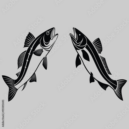 haddock fish silhouette vector design art and illustration