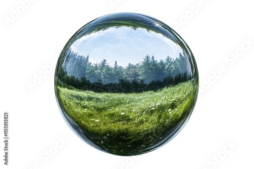 Crystal Ball Reflecting Forest Landscape photo