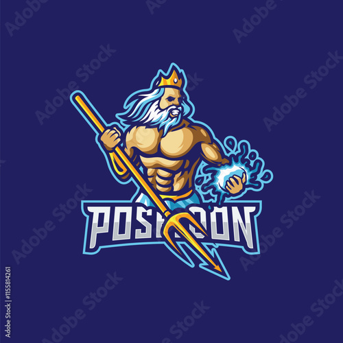 Poseidon Esport Logo Template