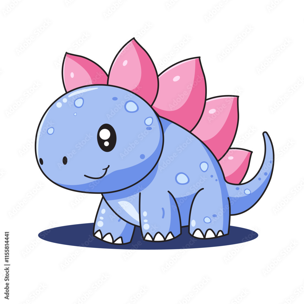 Fototapeta premium Cute Dinosaur Cartoon Kawaii Sticker. Character Vector Illustration