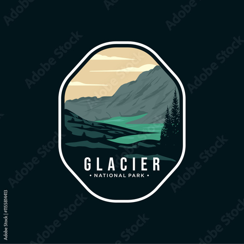 glacier national park vector patch emblem logo design