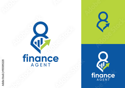 people chart logo design. creative growth arrow finance symbol vector concept