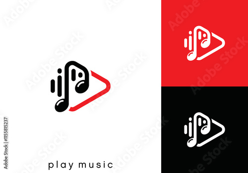 music play button logo. media play music technology vector design concept
