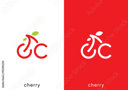 initial c with cherry fresh fruit logo vector design