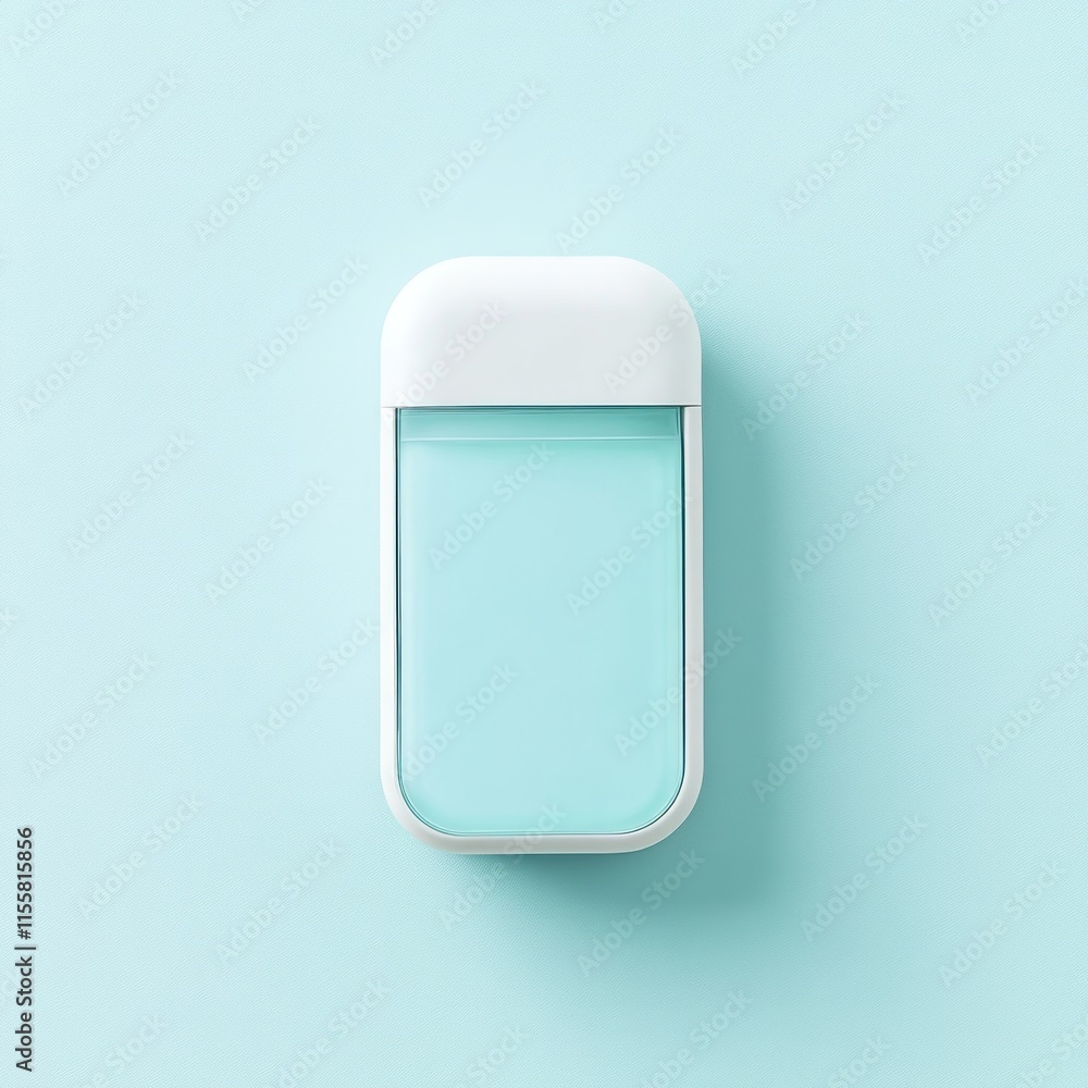 Minimalist design of a light blue liquid container on a light blue background. Minimalist design of a light blue liquid container on a light blue background.