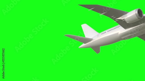 airplane take off on a green screen background.