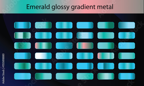 Emerald glossy gradient metal foil texture color swatch set collection of high quality vector