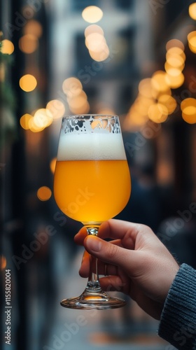 Craft beer tasting in a modern brewery with warm lights and wooden decor