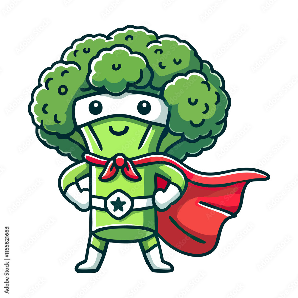 Obraz premium cute cartoon icon illustration hero broccoli