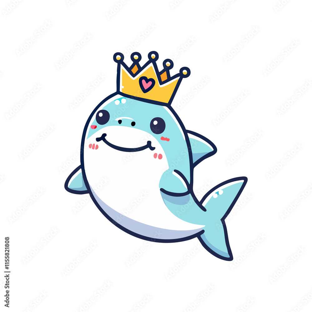 cute cartoon icon illustration fish and crown cute cartoon icon illustration fish and crown