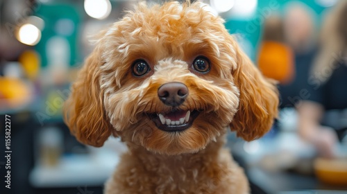 Adorable small dog looking curiously with bright eyes in a cozy indoor setting