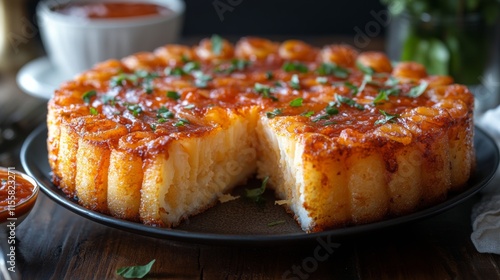 Delicious golden tater tots served with a side of rich marinara sauce