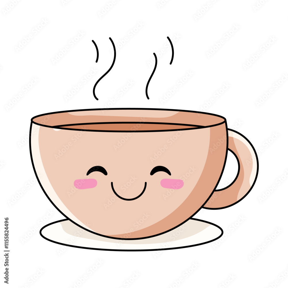 Cute Mug Cartoon Kawaii Sticker. Character Vector Illustration Cute Mug Cartoon Kawaii Sticker. Character Vector Illustration
