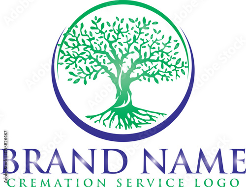 Arbor tree logo mark design. Organic nature icon. Natural plant emblem. Tree of life symbol. Vector illustration.