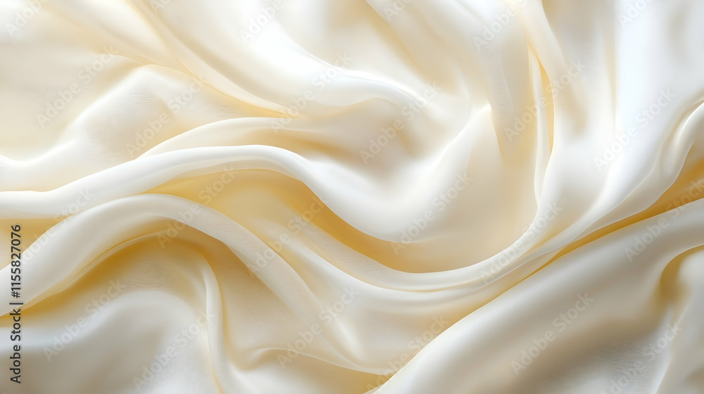 Elegant Creamy Silk Fabric Draped Waves Texture Background Elegant Creamy Silk Fabric Draped Waves Texture Background