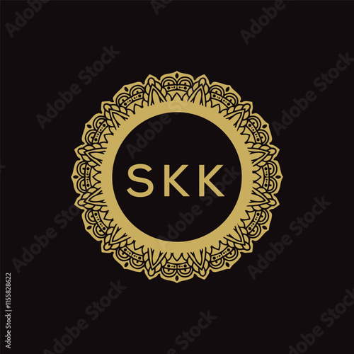 SKK letter logo design with black background in illustrator, vector logo modern alphabet font overlap style. calligraphy designs for logo, Poster, Invitation, etc.	 photo