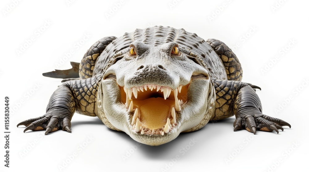 Naklejka premium Detailed Close-up Portrait of a Crocodile