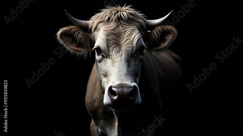 Detailed Close-Up Portrait of a Cow photo