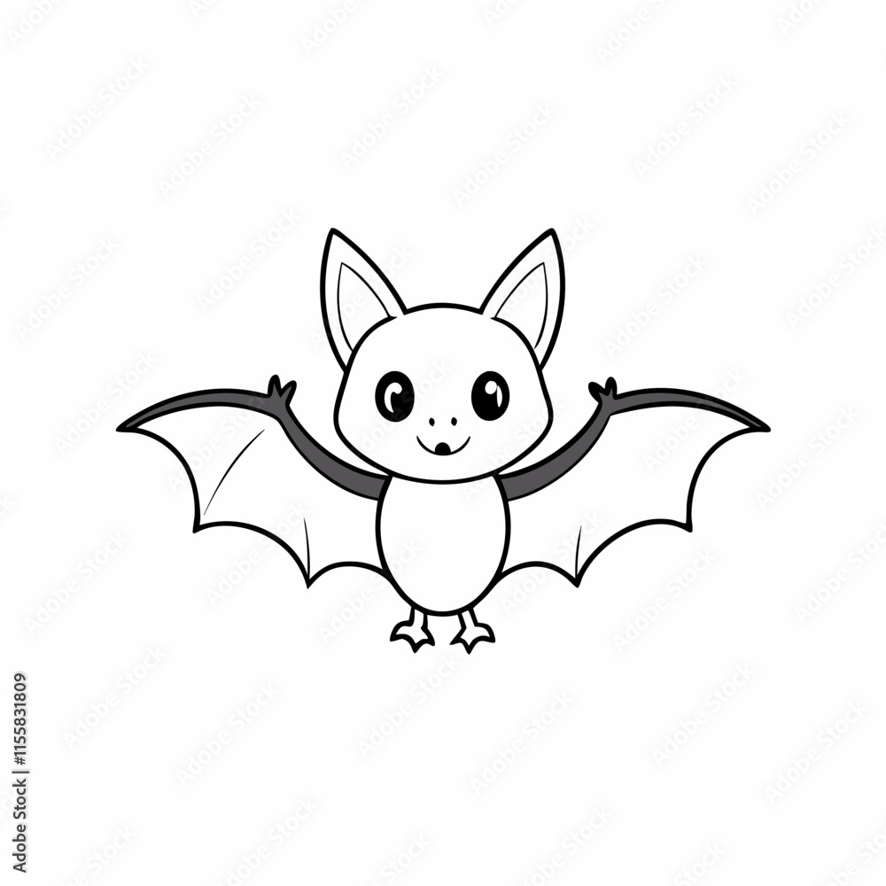 Out line vector cute Bat cartoon vector illustration Out line vector cute Bat cartoon vector illustration