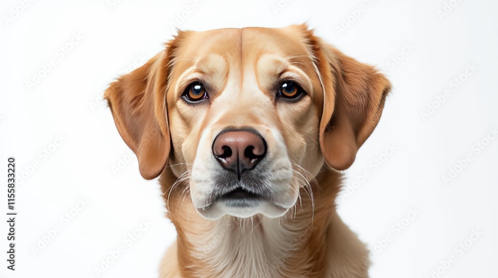 Close-up Portrait of a Dog on White Background Close-up Portrait of a Dog on White Background