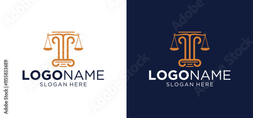 Vector elements of a law firm logo monogram minimal legal symbols. Logos can be used for icons, brands, creative identities, lawyers, legality, scale, hammer, pillars, lawyers, and judges.
