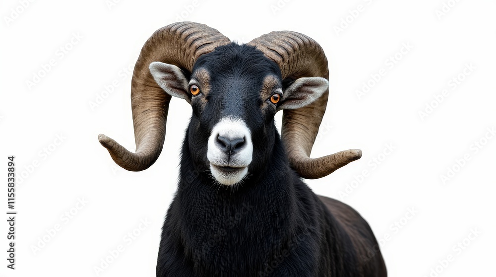 Powerful Black Ram Portrait Powerful Black Ram Portrait