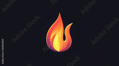 Create a flame icon featuring sharp, angular lines and dynamic gradients photo