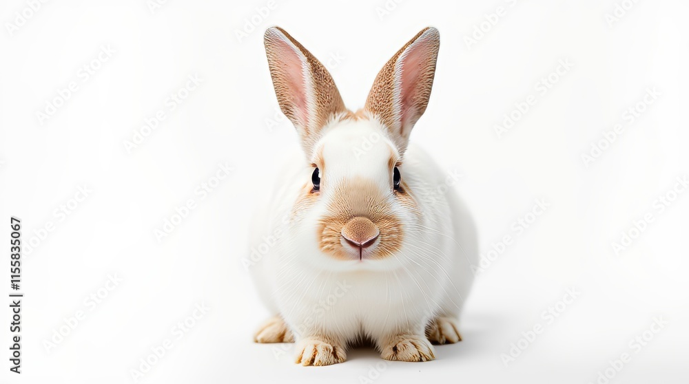 Detailed Close-up Portrait of a Rabbit on White Background Detailed Close-up Portrait of a Rabbit on White Background