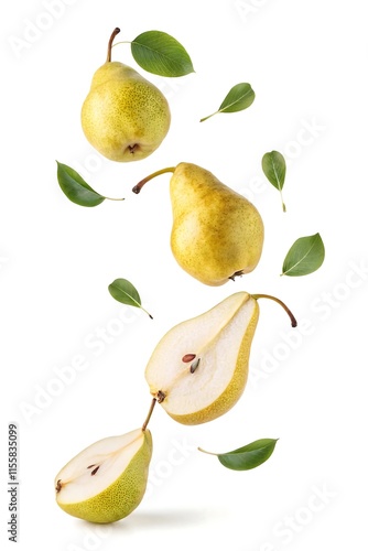 Wallpaper Mural a plain white background featuring several fresh pears appearing to float in mid-air Torontodigital.ca