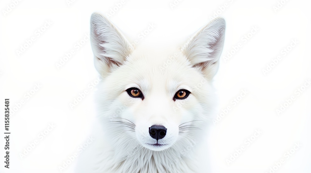 Obraz premium Detailed Close-up Portrait of a White Fox