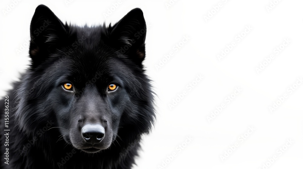 Detailed Close-Up Portrait of a Black Wolf Detailed Close-Up Portrait of a Black Wolf
