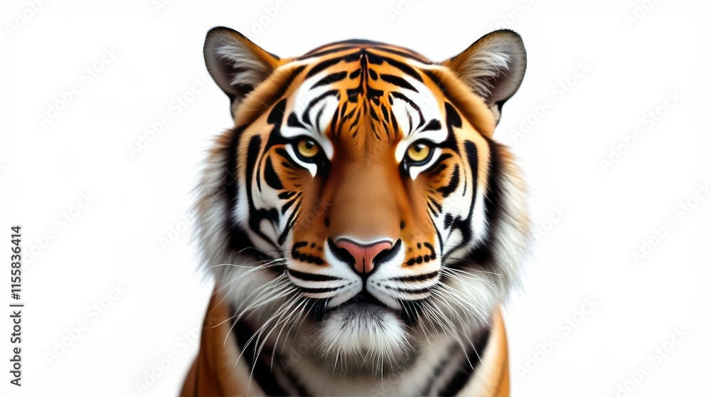 Fototapeta premium Close-up Portrait of a Tiger on White Background