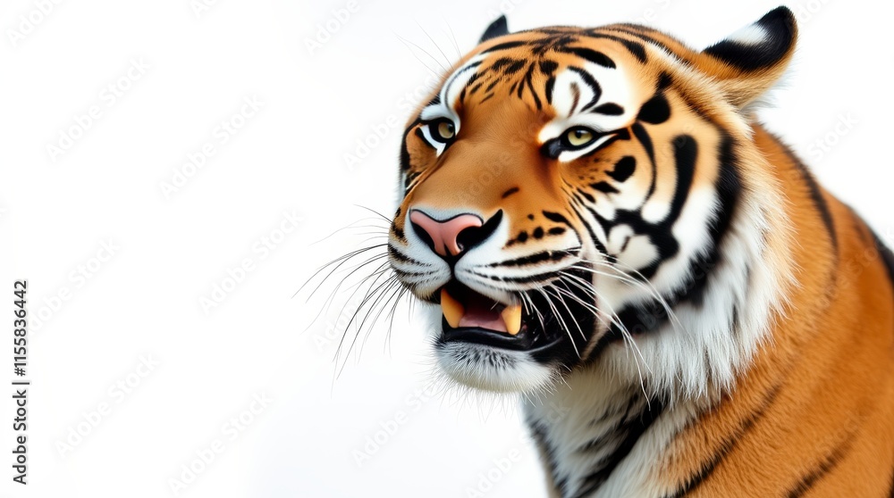 Fototapeta premium Close-up Portrait of a Tiger on White Background