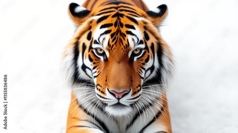 Obraz premium Close-Up Portrait of a Tiger on White Background