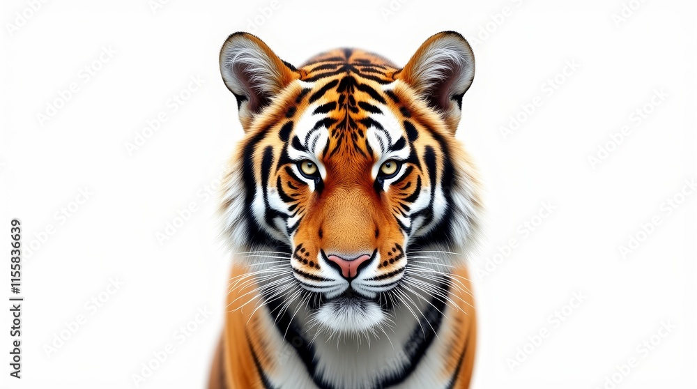 Obraz premium Close-up Portrait of a Tiger on White Background