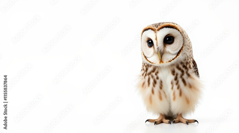 Obraz premium Partial View of an Owl on White Background