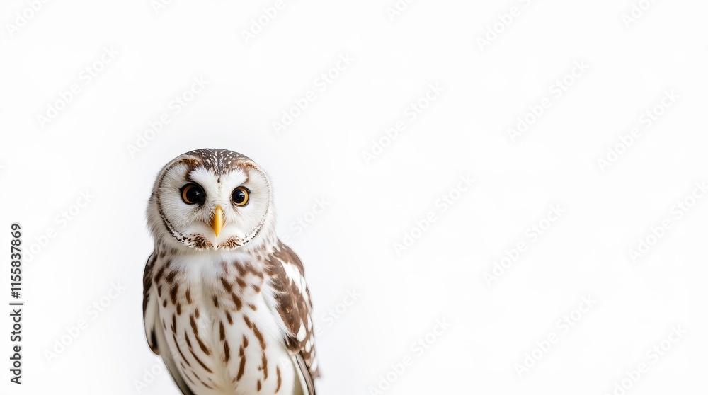 Fototapeta premium Partial Portrait of an Owl on White Background