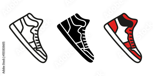 Sneaker icon. Sports shoe vector illustration. Training shoes symbol. Basketball footwear. High running boots. Stylish and fashionable leather sneakers pictogram. Sneaker silhouette athletic sign.
