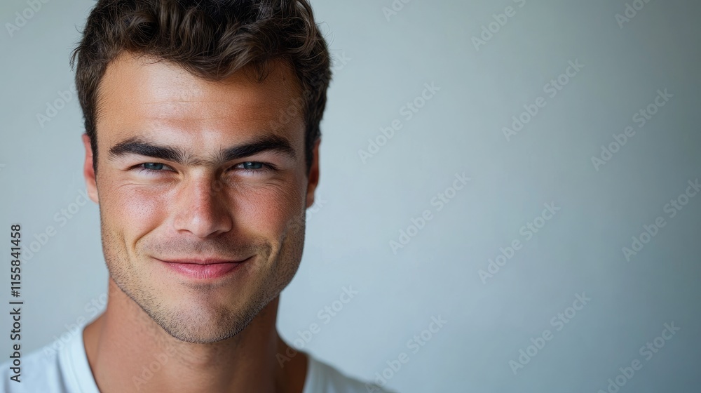 Fototapeta premium Portrait of a charming man winking on a neutral background with ample copy space for your text or branding needs