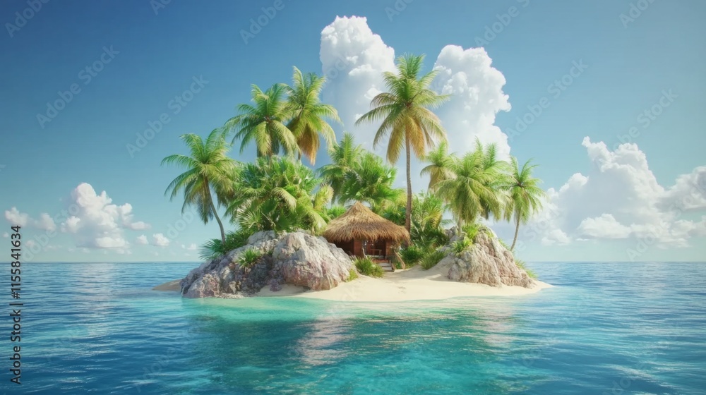 Serene Island Paradise with Natural Lighting Serene Island Paradise with Natural Lighting