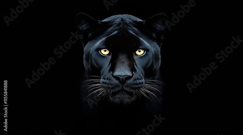 Close-up of a Panther's Face on Black Background photo