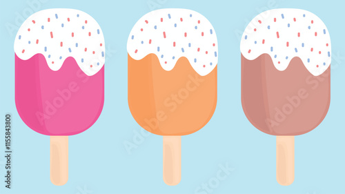 ice cream in three different flavors