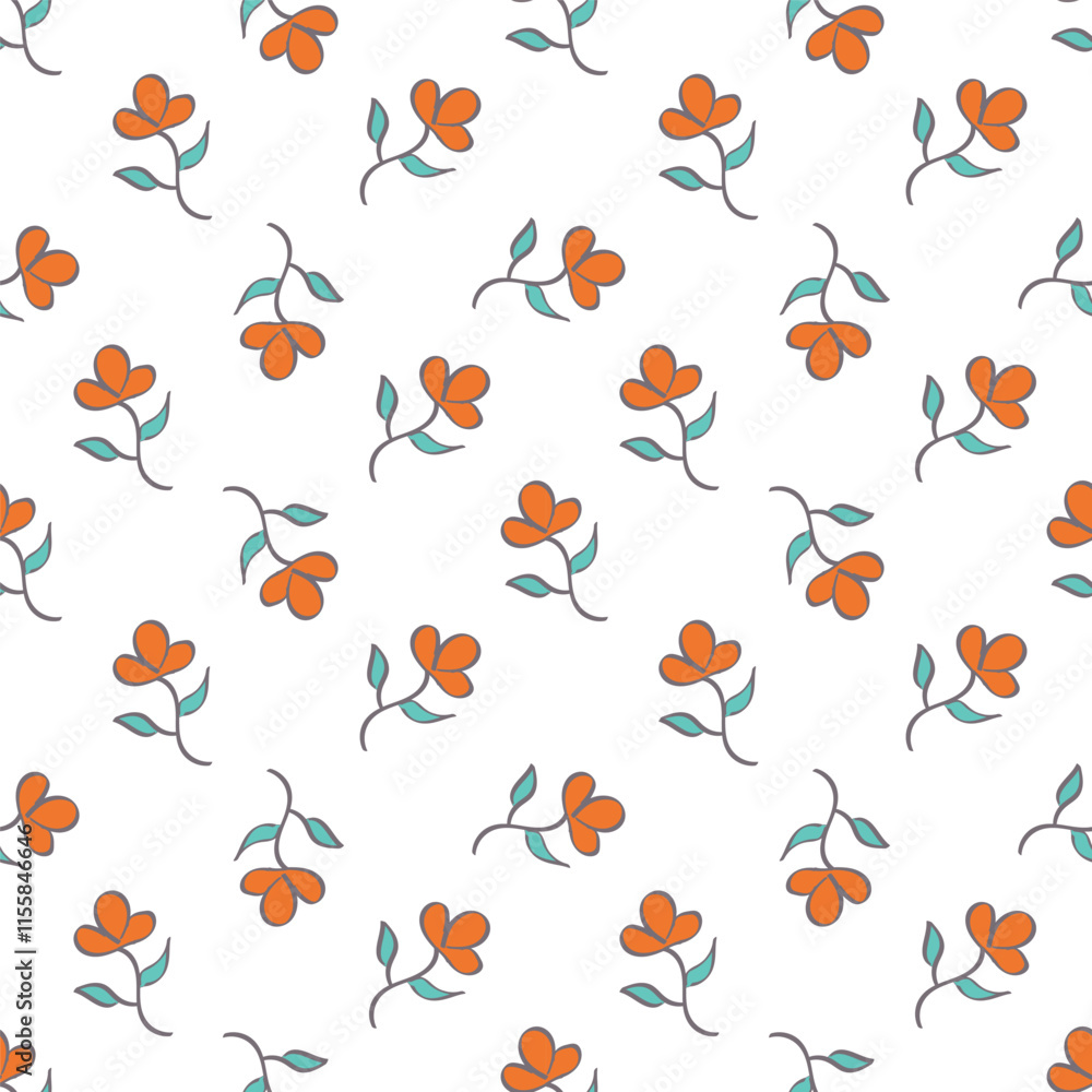 Obraz premium Cute hand drawn floral seamless pattern background